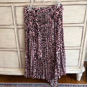 Topshop Asymmetrical Leopard Skirt - Pink and Black